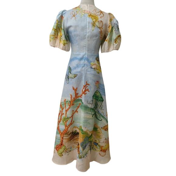 ALEMAIS + Sam Pauletto Emerald Cove linen-gauze midi dress US 4 - Picture 5 of 9